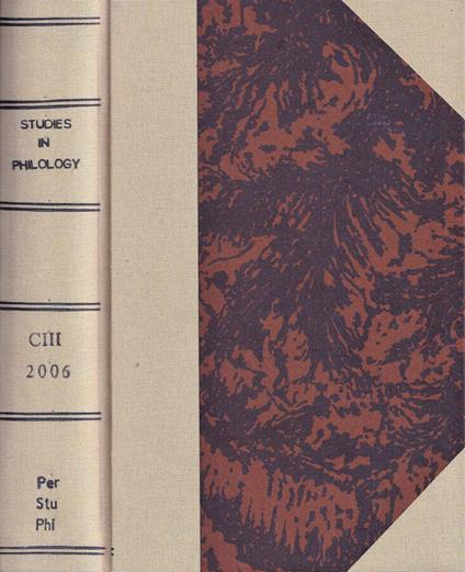 Studies in philology, volume CIII, 2006 - copertina