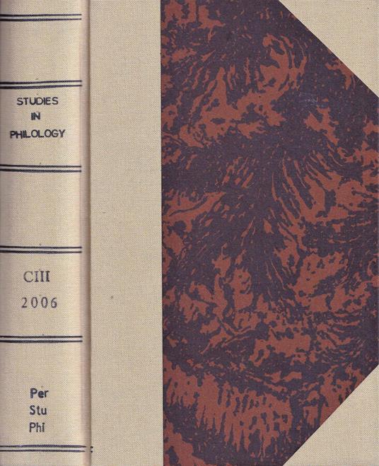 Studies in philology, volume CIII, 2006 - copertina