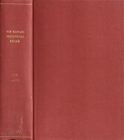 The Harvard theological review, volume LXV, 1972 - copertina