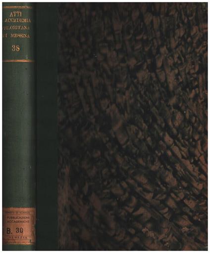 Atti della Reale Accademia Peloritana vol. XXXVIII - copertina