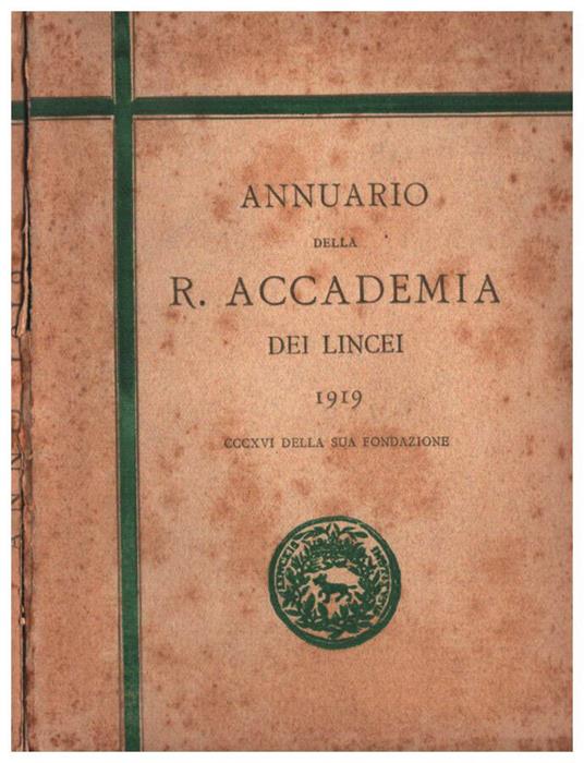 Annuario della R. Accademia nazionale dei Lincei 1919 - copertina