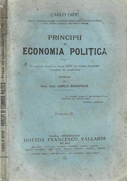 Principi di economia politica vol. II - Charles Gide - copertina