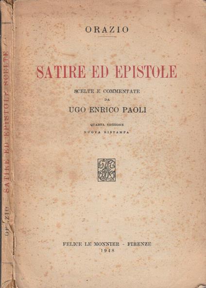 Satire ed epistole - Q. Flacco Orazio - copertina