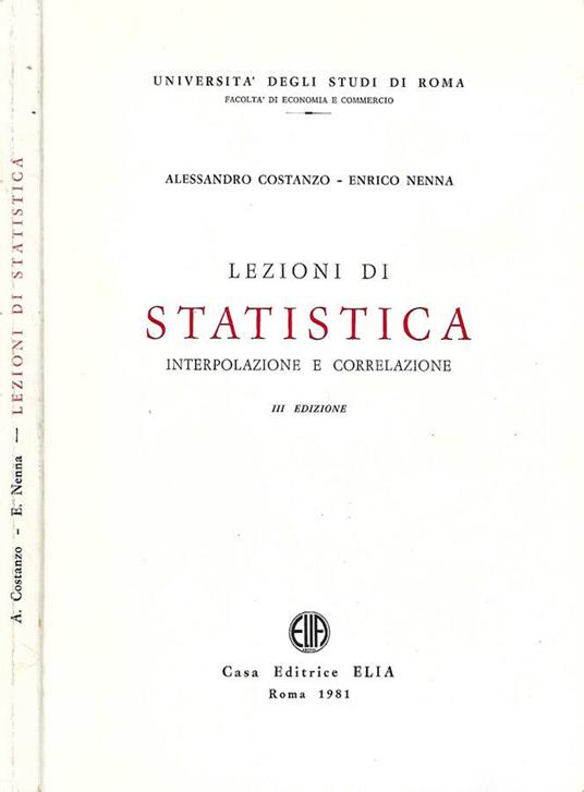 Lezioni di Statistica - copertina