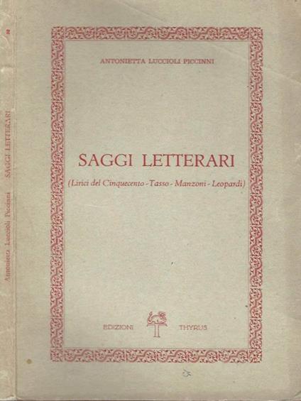 Saggi letterari - copertina