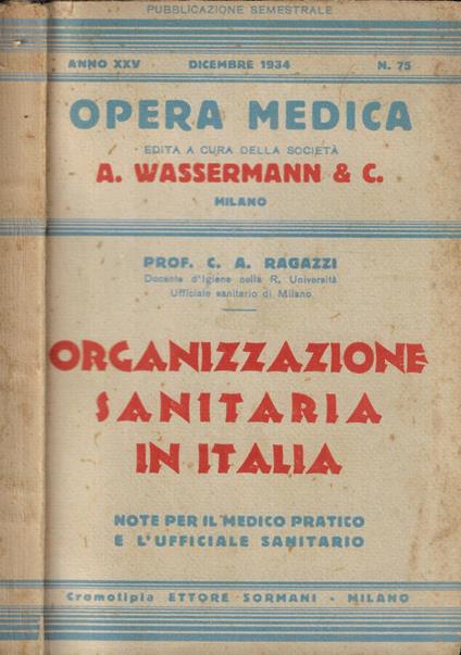 Organizzazione sanitaria in Italia - copertina