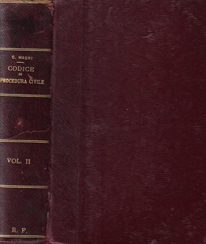 Codice di procedura civile del Regno d'Italia Vol. II: dall'articolo 465 all'articolo 950 - copertina