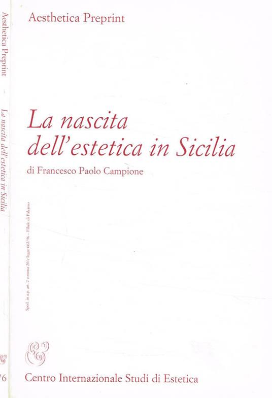 La nascita dell'estetica in Sicilia - copertina