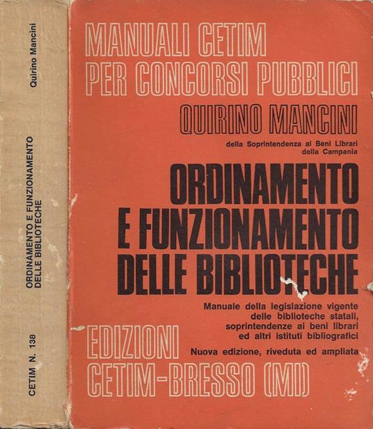 Ordinamento e funzionamento delle biblioteche - copertina