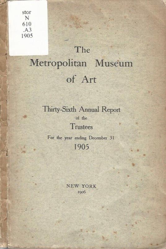 Thirthy-Six Annual Report of the Trustees for the year ending December 31, 1905 - copertina