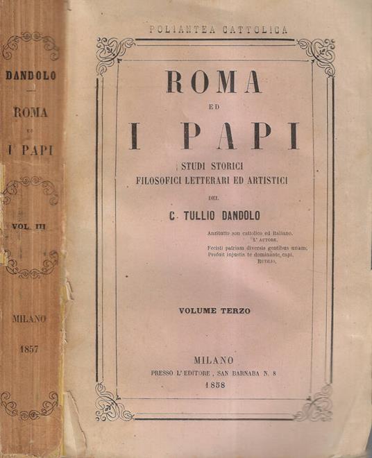 Roma ed i Papi Vol. III - C. Tullio Dandolo - copertina