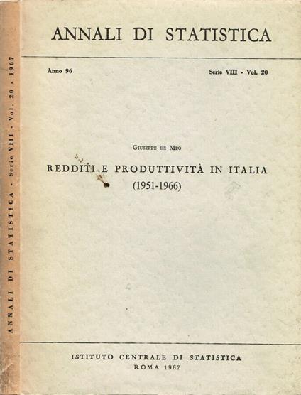Redditi e produttività in Italia - Giuseppe De Meo - copertina