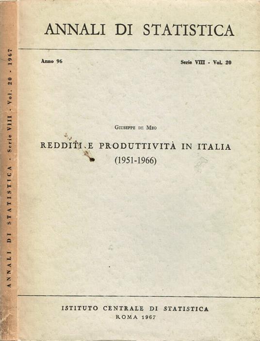 Redditi e produttività in Italia - Giuseppe De Meo - copertina