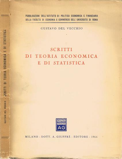 Scritti di teoria economica e di statistica - Gustavo Del Vecchio - copertina