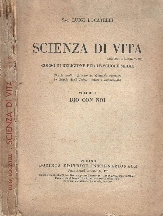 Scienza di vita vol. I - Luigi Locatelli - copertina