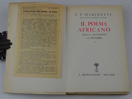 Il Poema africano della divisione "28 ottobre" - Filippo T. Marinetti - copertina