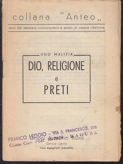 Dio Religioni E Preti - copertina