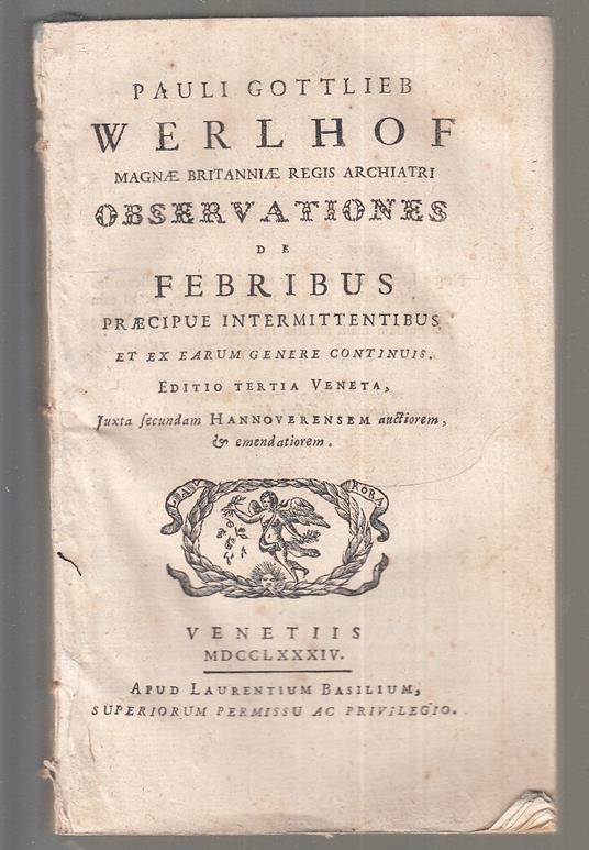 Werlhof Observationes Febribus Settecentina - copertina