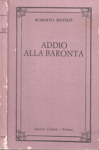 Addio Alla Baronta - Roberto Ridolfi - copertina