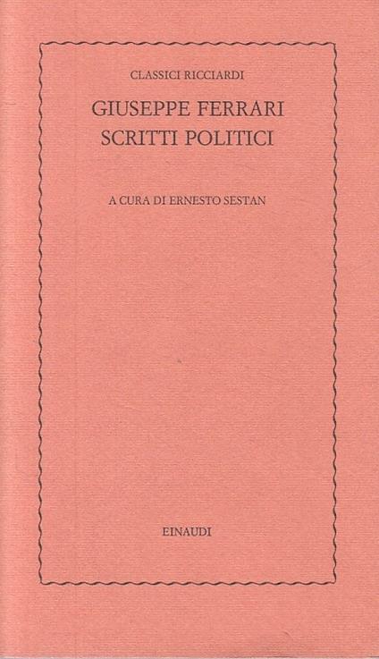 Scritti Politici - Giuseppe Ferrari - copertina