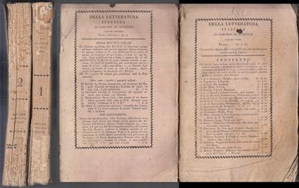 Della Letteratura Italiana 2 Volumi - Simonde de Sismondi - copertina