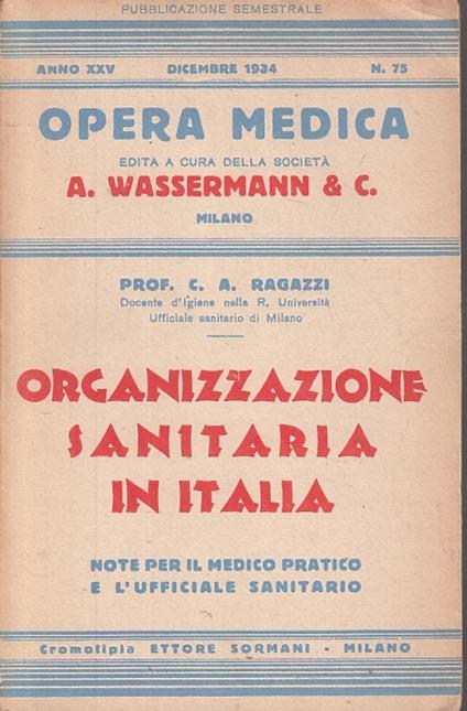 Organizzazione Sanitaria In Italia - copertina
