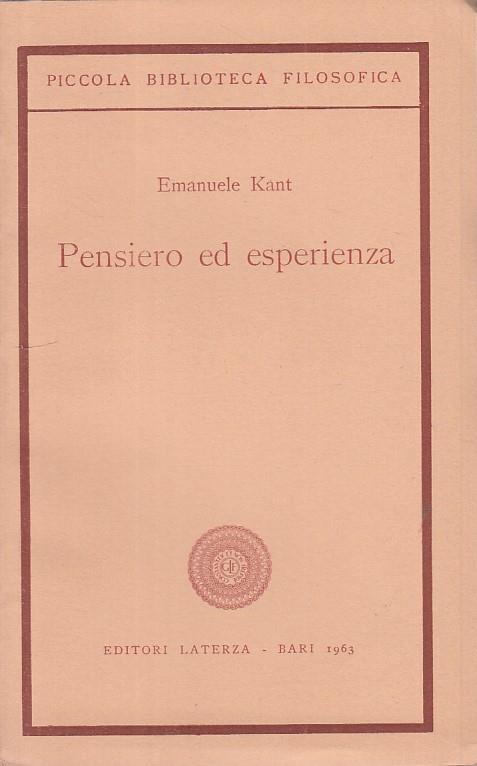 Pensiero Ed Esperienza - Immanuel Kant - copertina