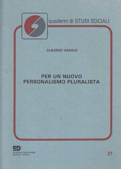 Per Nuovo Personalismo Pluralismo - Claudio Vasale - copertina
