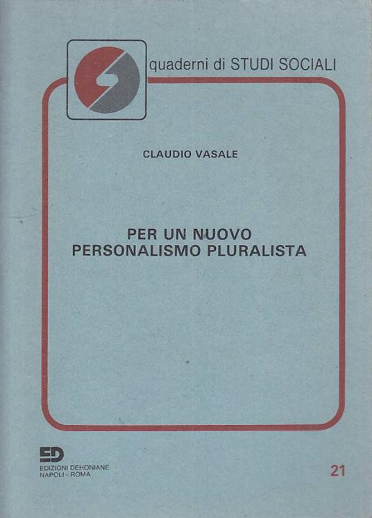 Per Nuovo Personalismo Pluralismo - Claudio Vasale - copertina