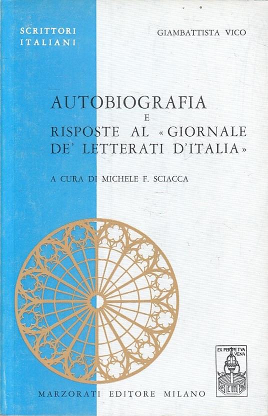 Autobiografia Risposte Giornale - Giambattista Vico - copertina