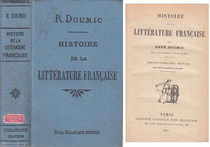 Histoire De La Litterature Francaise- Doumic- Delaplane - René Doumic - copertina