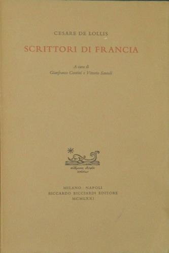 Scrittori di Francia. Impresso dalla stamperia Valdo - Cesare De Lollis - copertina