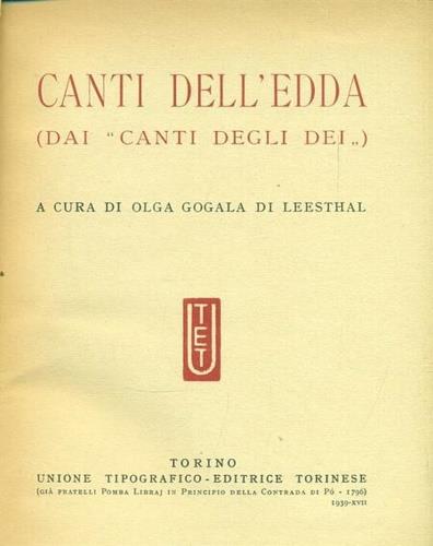 Canti dell'Edda ( Dai "Canti degli Dei" ) - copertina