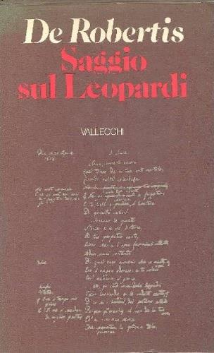 Saggio sul Leopardi - Giuseppe De Robertis - copertina
