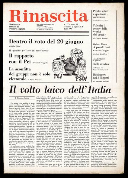Rinascita Anno 33 n. 27 - Palmiro Togliatti - copertina