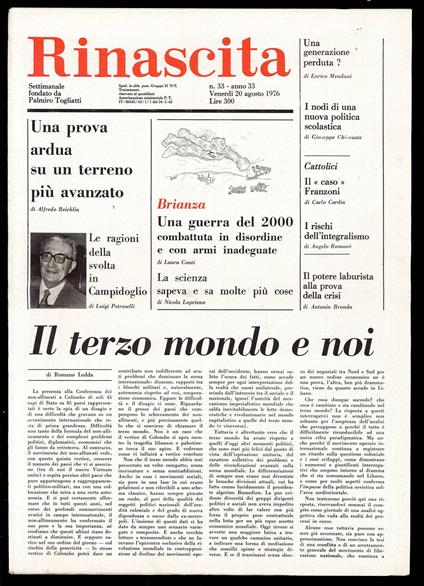 Rinascita Anno 33 n. 33 - Palmiro Togliatti - copertina
