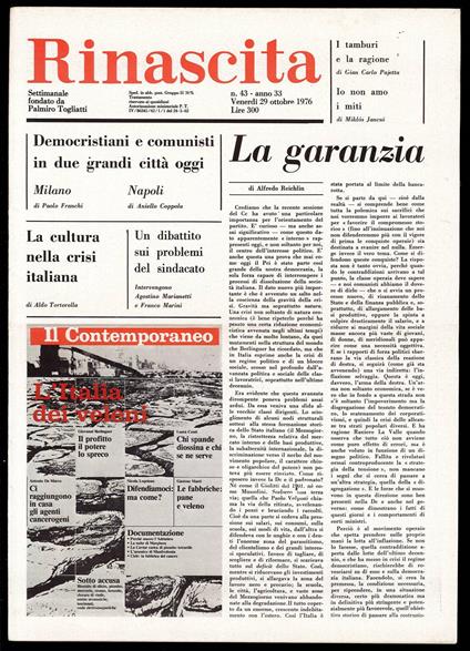 Rinascita Anno 33 n. 43 - Palmiro Togliatti - copertina