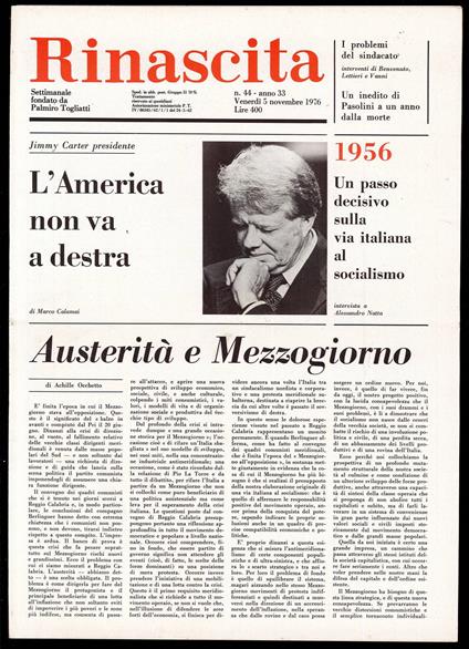 Rinascita Anno 33 n. 44 - Palmiro Togliatti - copertina