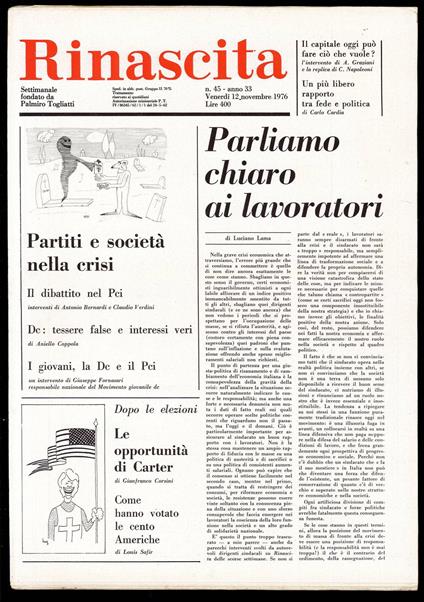 Rinascita Anno 33 n. 45 - Palmiro Togliatti - copertina