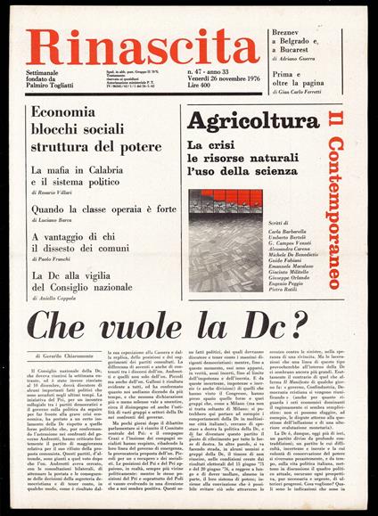 Rinascita Anno 33 n. 47 - Palmiro Togliatti - copertina