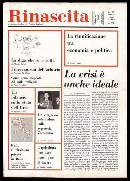 Rinascita Anno 33 n. 10 - Palmiro Togliatti - copertina