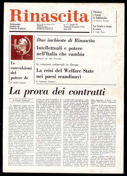 Rinascita Anno 33 n. 17 - Palmiro Togliatti - copertina