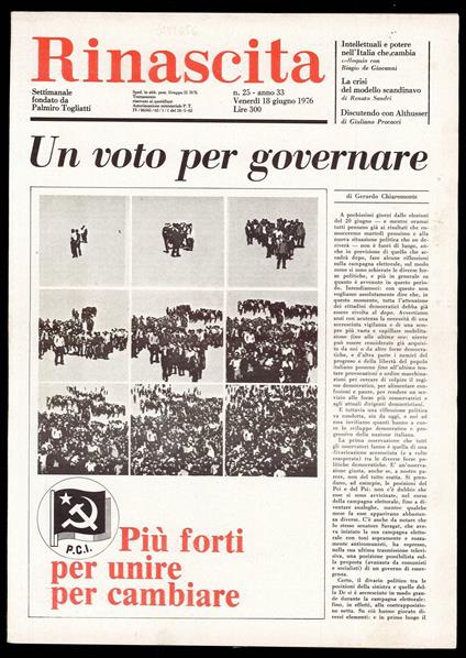 Rinascita Anno 33 n. 25 - Palmiro Togliatti - copertina