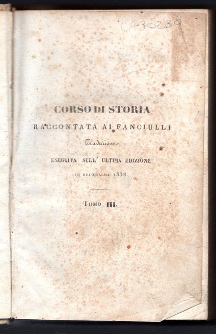 Corso di storia raccontata ai fanciulli. Tomo III - copertina