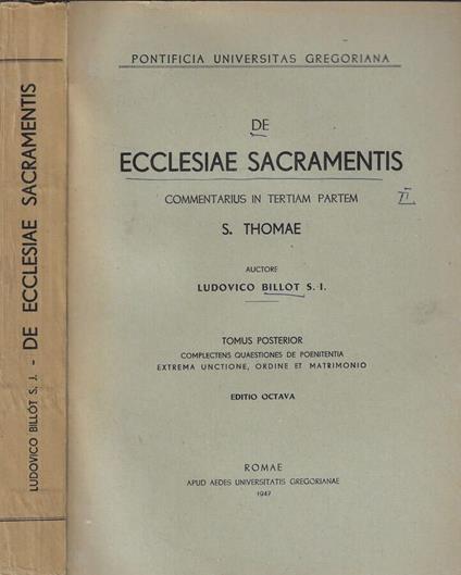 De Ecclesiae Sacramentis - copertina