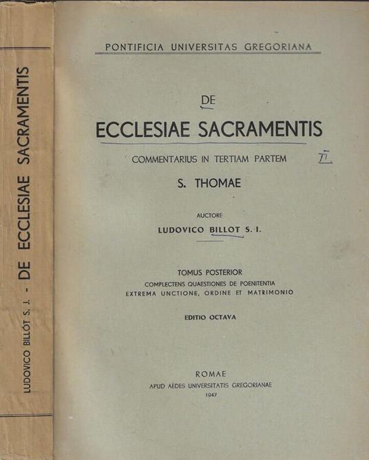 De Ecclesiae Sacramentis - copertina