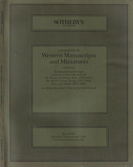 Catalogue of western manuscripts and miniatures - copertina