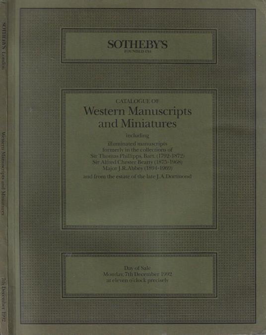Catalogue of western manuscripts and miniatures - copertina