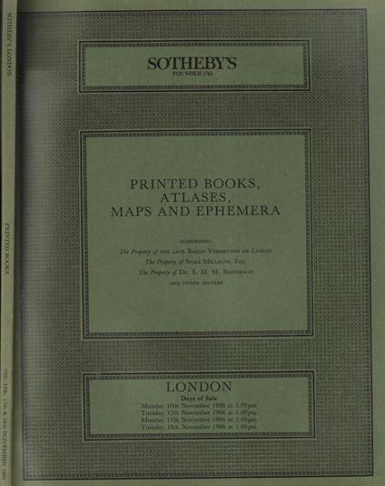 Printed books, atlases, maps and ephemera - copertina
