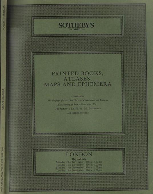 Printed books, atlases, maps and ephemera - copertina
